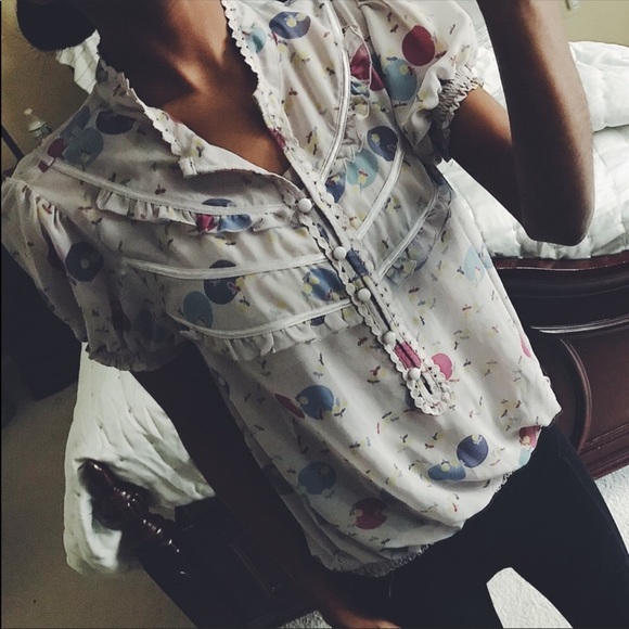 Kimchi & Blue Sheer Popover Patterned Blouse - Picture 2 of 4